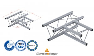 CONTESTAGE DECO22T-AG04 Angle triangulaire 90° - 3 directions, finition ALU