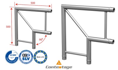 CONTESTAGE AGDUO-02 Angle 90° Plat - 2 Directions, finition ALU